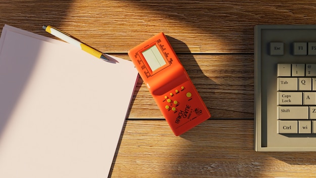 A close-up shot of a US Social Security card next to a calculator and a pen on a wooden desk, symbolizing planning for retirement.