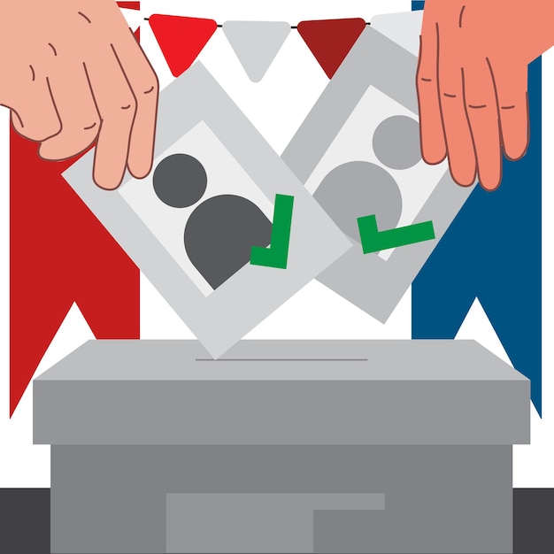 A graphic illustrating how ranked-choice voting works, showing a sample ballot and the process of vote redistribution.