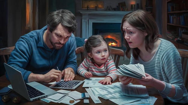 A split-screen image showing two families: one appearing stressed and struggling financially without the Child Tax Credit, and the other looking relieved and comfortable with the support of the CTC.