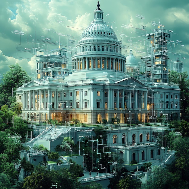 A visual representation of the Federal Reserve building in Washington D.C., highlighting its role in US monetary policy.